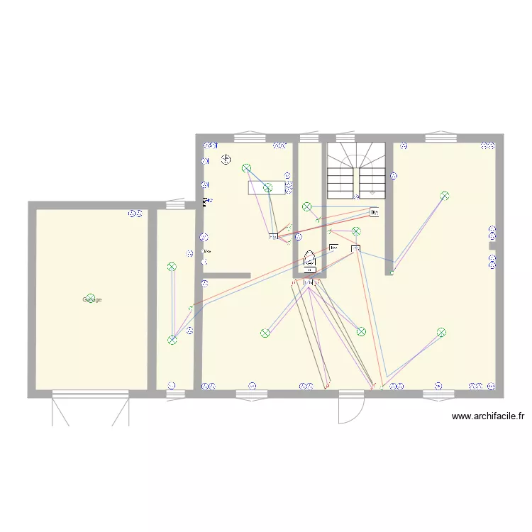 eclairage RDC version economie cable. Plan de 