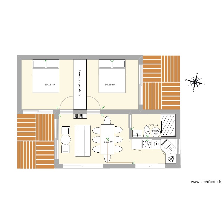 maison SDT B. Plan de 4 pièces et 41 m2