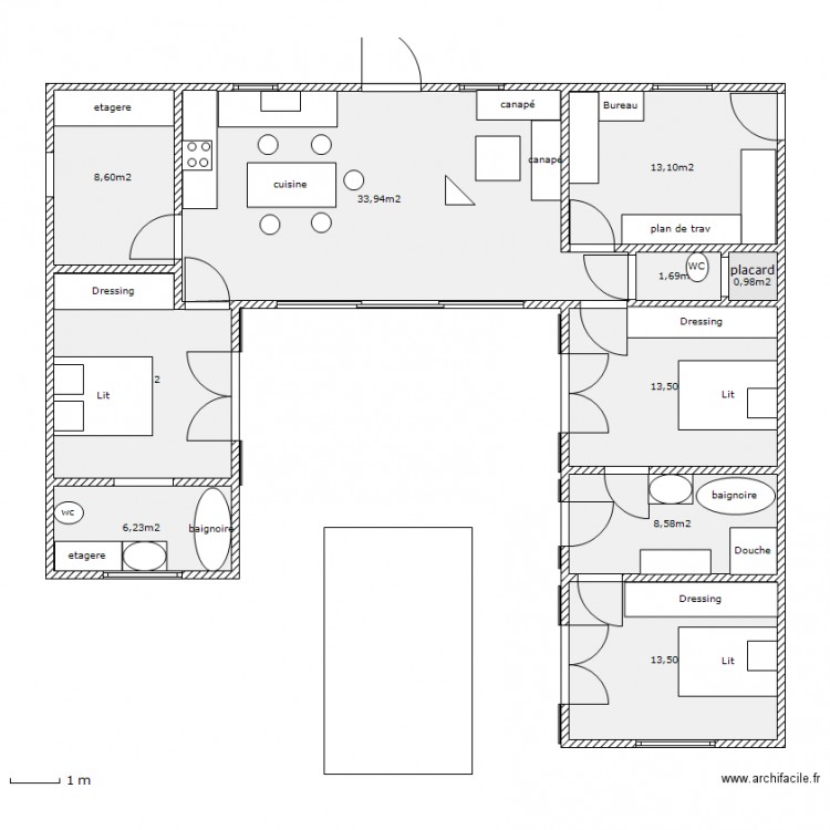 plan maison sans couloir