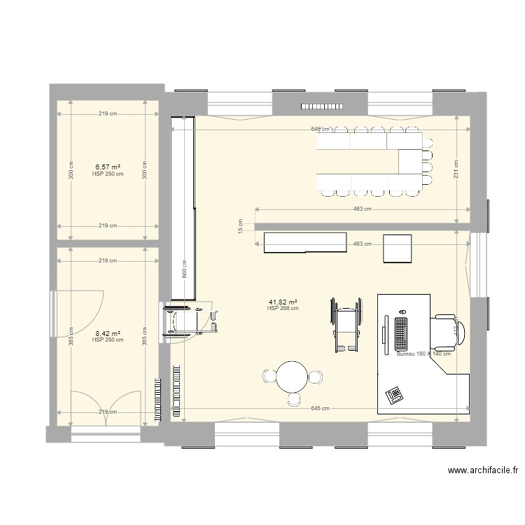 Secretariat Saint Uze. Plan de 3 pièces et 57 m2