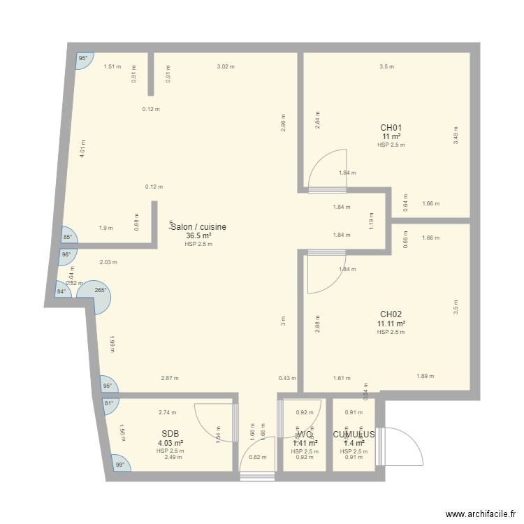 maison molinier. Plan de 6 pièces et 65 m2