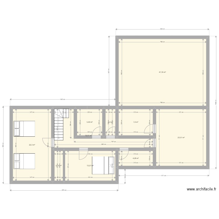 50 Bellefois Projet 1. Plan de 10 pièces et 139 m2