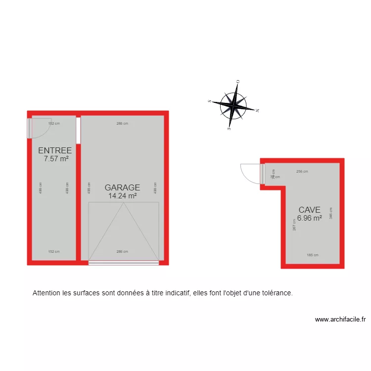BI 2355 GARAGE et CAVE. Plan de 
