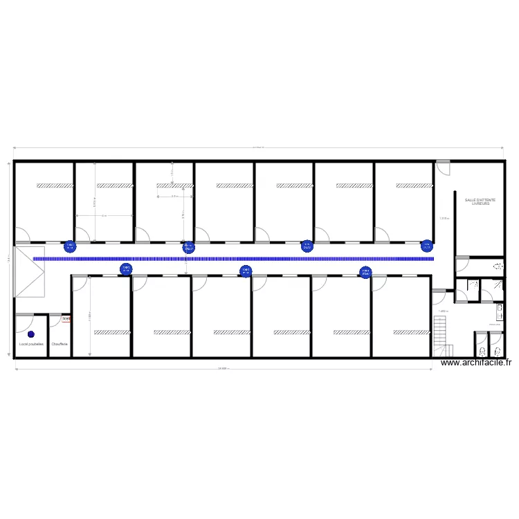 Etat projet&eacute;  Local Monchat  G&eacute;n&eacute;ral Plomberie RDC. Plan de 