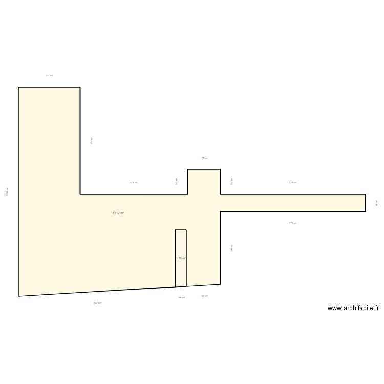 Casse Canohes. Plan de 2 pièces et 85 m2