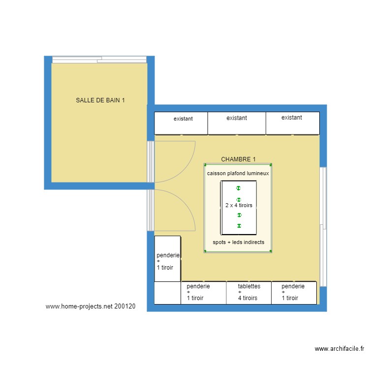 NARCISSES DRESSING CHAMBRE 1   200120 4. Plan de 0 pièce et 0 m2