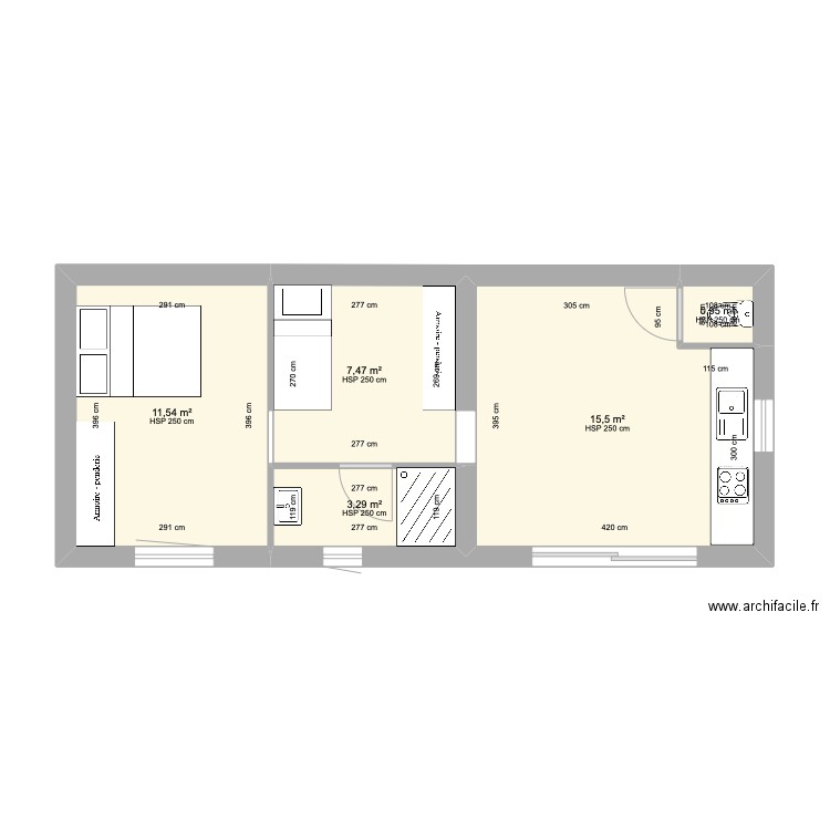 Cazeaux. Plan de 5 pièces et 39 m2