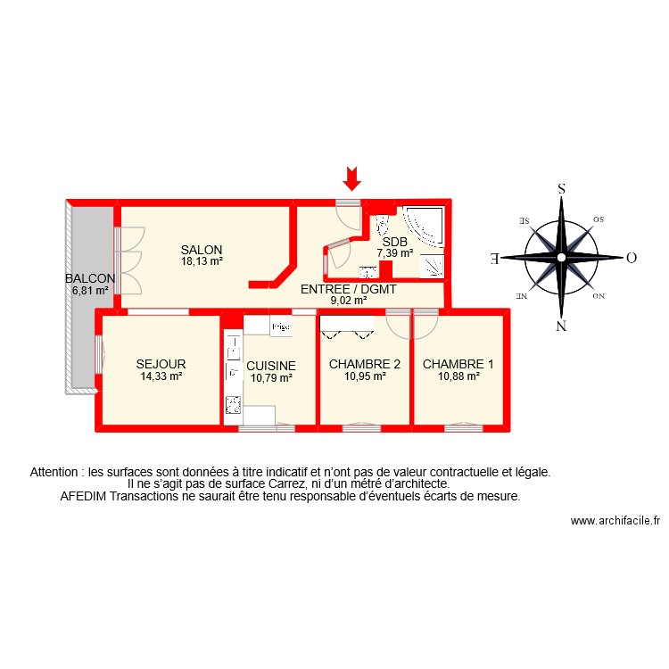 BI 11632 . Plan de 10 pièces et 89 m2