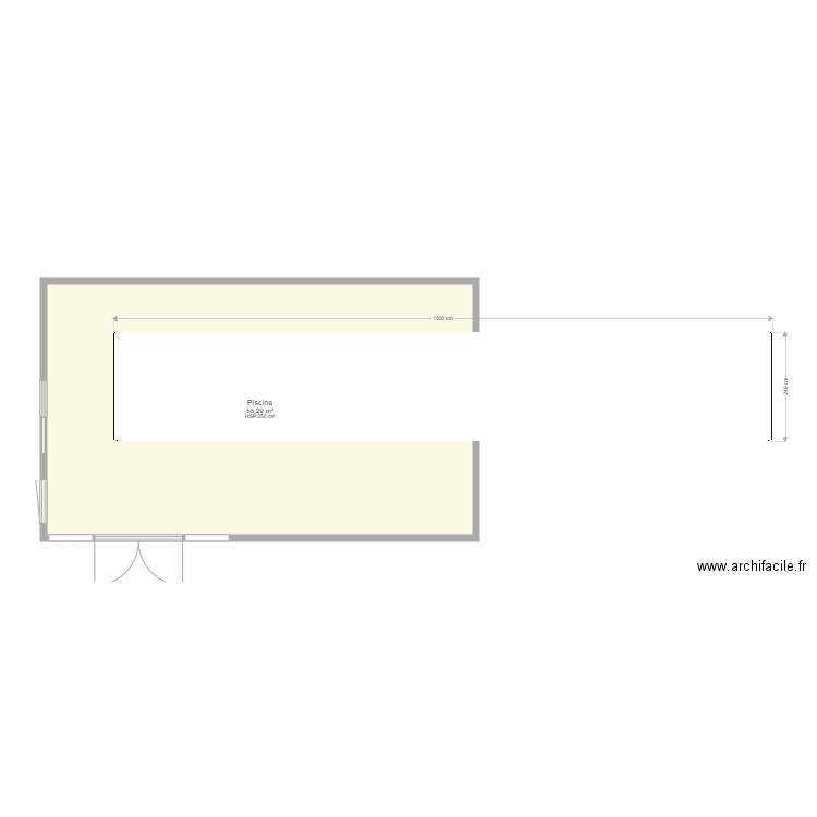 piscine. Plan de 1 pièce et 55 m2