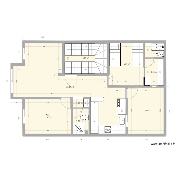 Maison 96M V3. Plan de 0 pièce et 0 m2