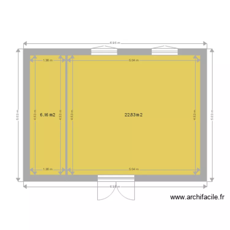 Test murs diff&eacute;rentes &eacute;paisseurs. Plan de 