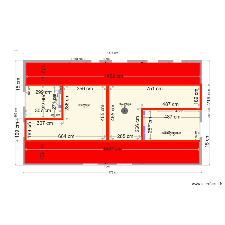 COMBLE AVEC MEZZANINE. Plan de 0 pièce et 0 m2