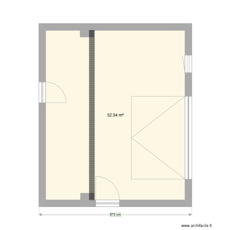 LAMARGUE SDBgarage AVANT TRAVAUX. Plan de 1 pièce et 33 m2