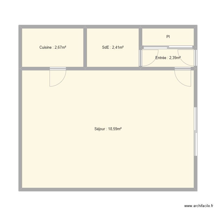 jacquel. Plan de 5 pièces et 64 m2