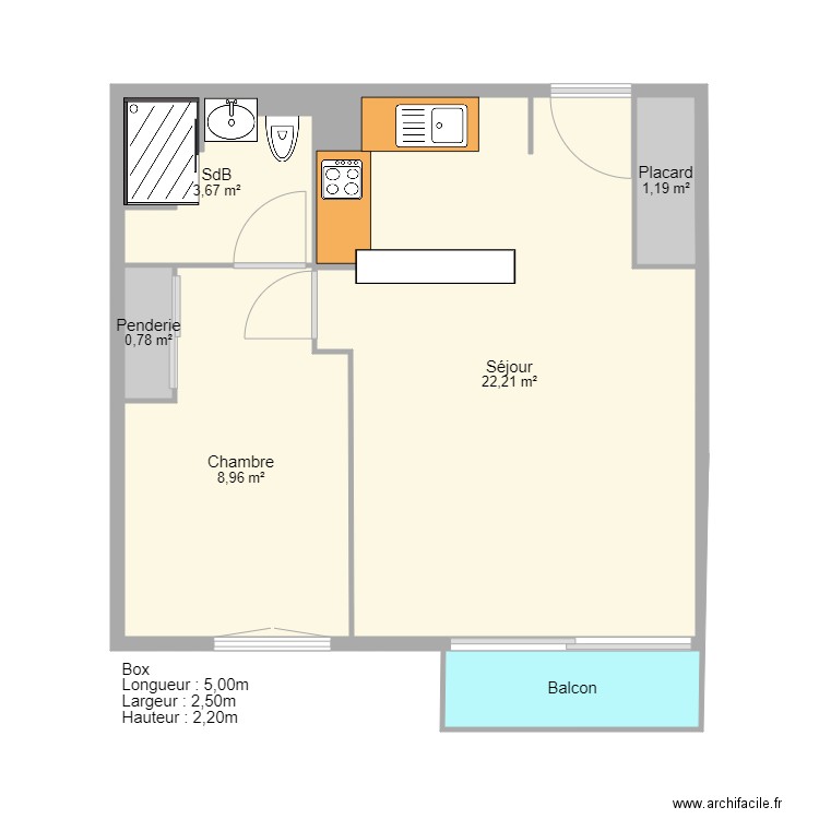 Torcy. Plan de 7 pièces et 39 m2