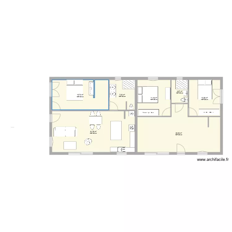 appartement 55m2 X 2. Plan de 