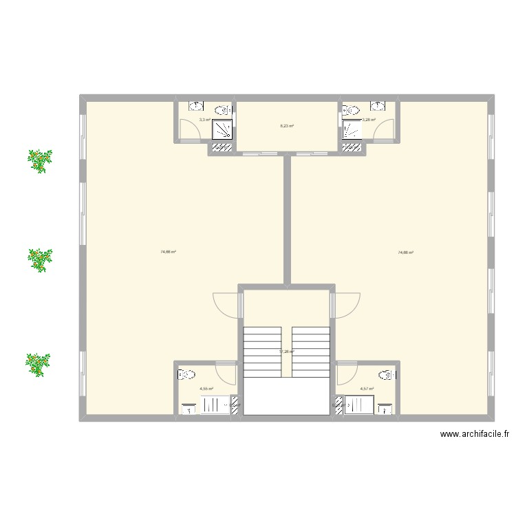 2er filaj. Plan de 12 pièces et 192 m2