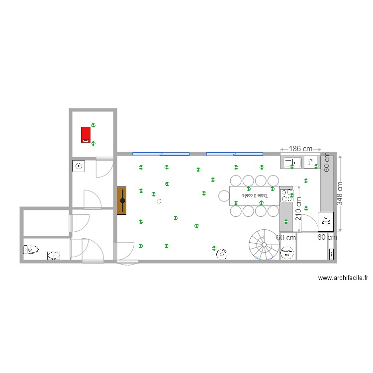 Plan Electrique lumière RDC. Plan de 0 pièce et 0 m2