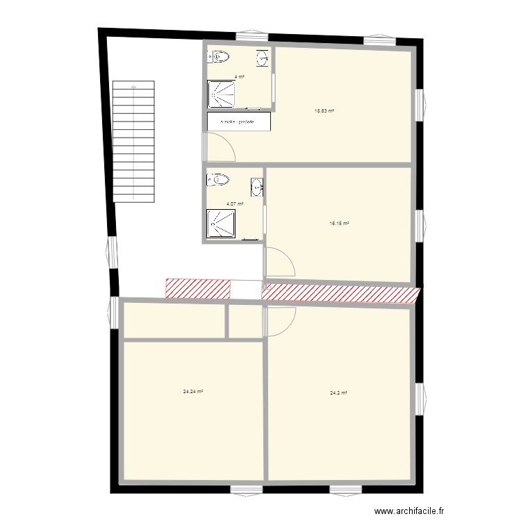 partie nuit chambres suite 2. Plan de 0 pièce et 0 m2