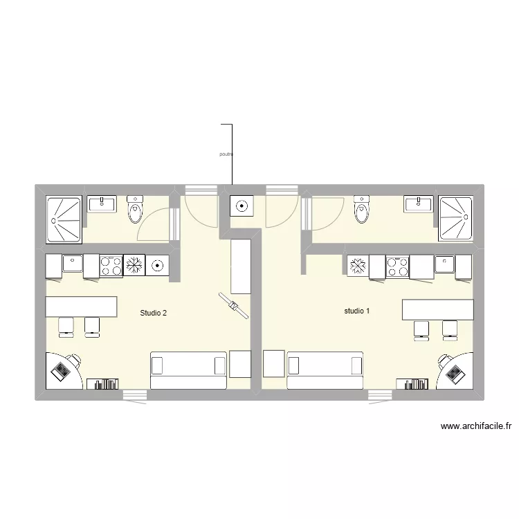 2 studios étage. Plan de 2 studios étage. Plan de