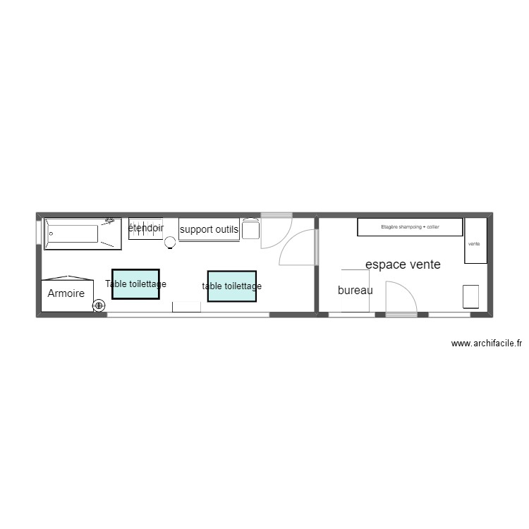 salon toilettage. Plan de 0 pièce et 0 m2