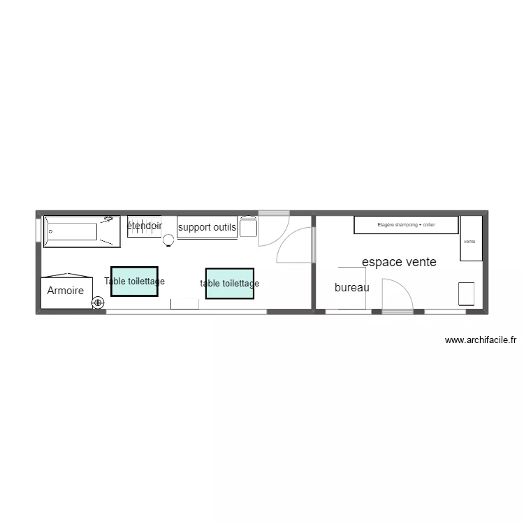 salon toilettage. Plan de 