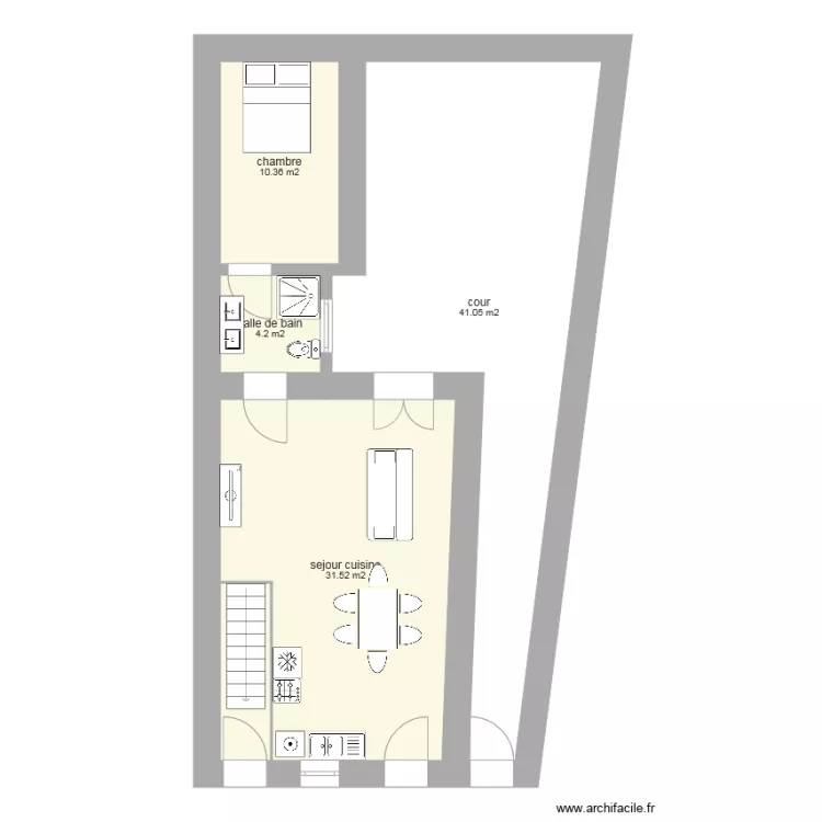 MIREBEAU futur rdch avec cour2. Plan de 