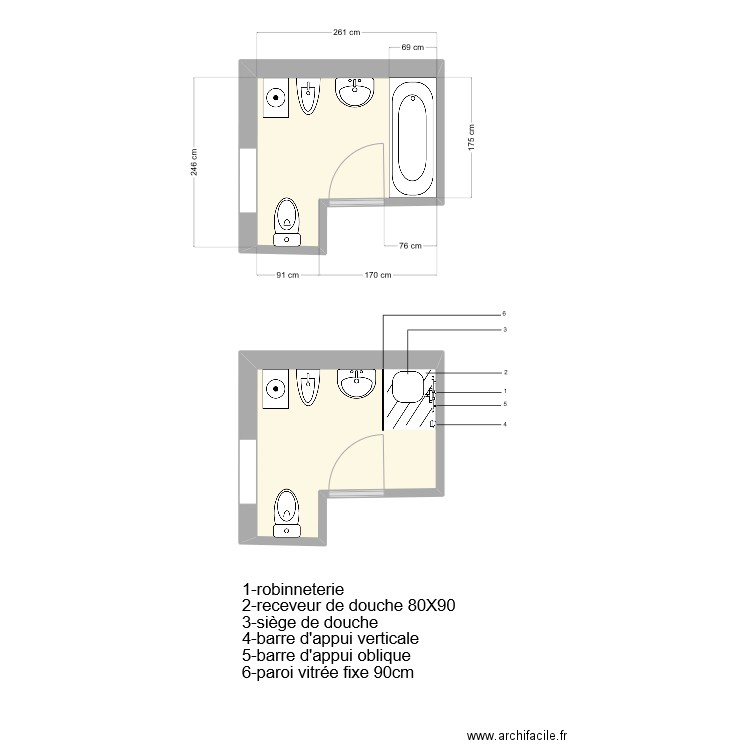 guilbot. Plan de 2 pièces et 10 m2