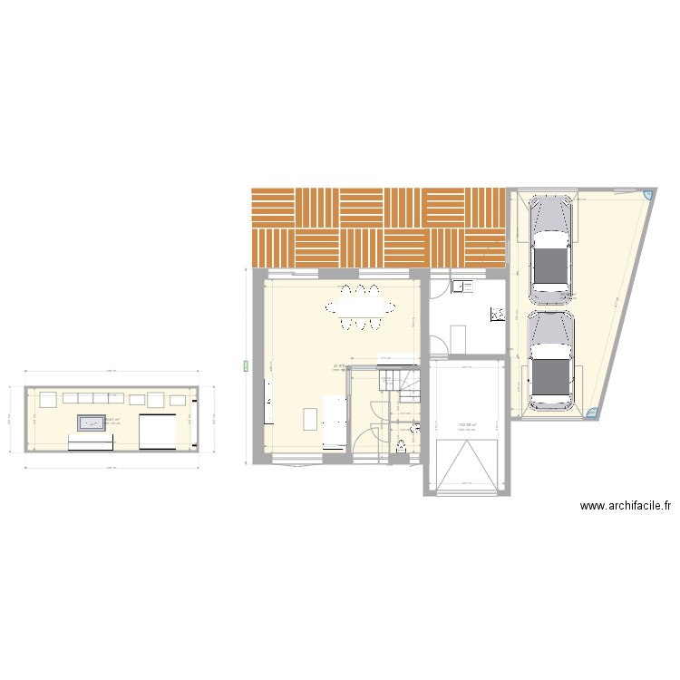 QSD et salon. Plan de 0 pièce et 0 m2