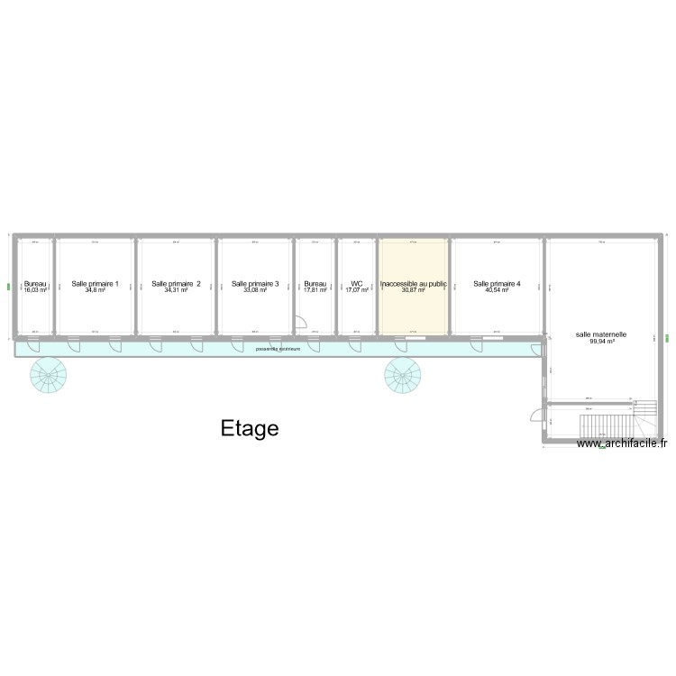 Ecole Bienheureux Abbé Fouque - 1er étage. Plan de 10 pièces et 361 m2