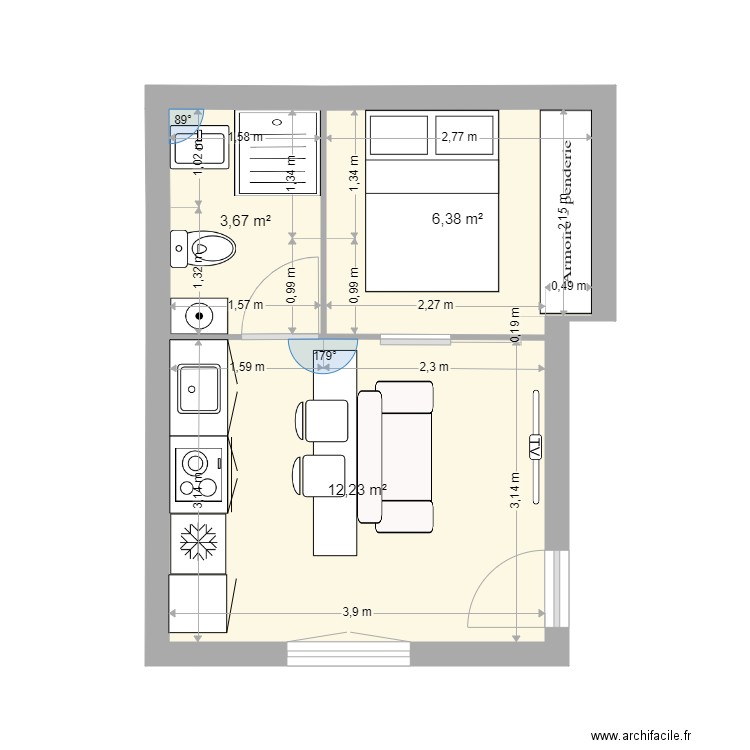 studio 6. Plan de 0 pièce et 0 m2
