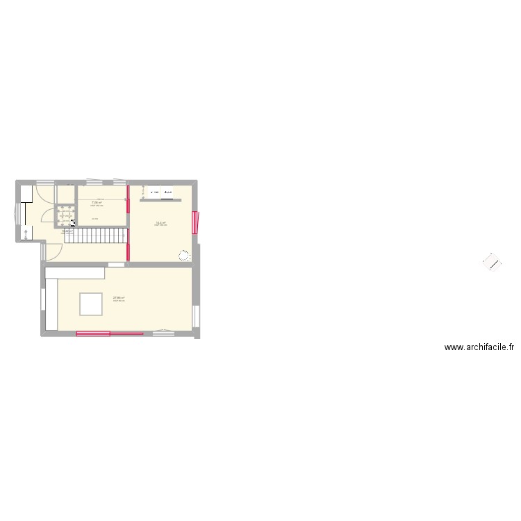 Rez de chaussée plaquiste. Plan de 9 pièces et 116 m2