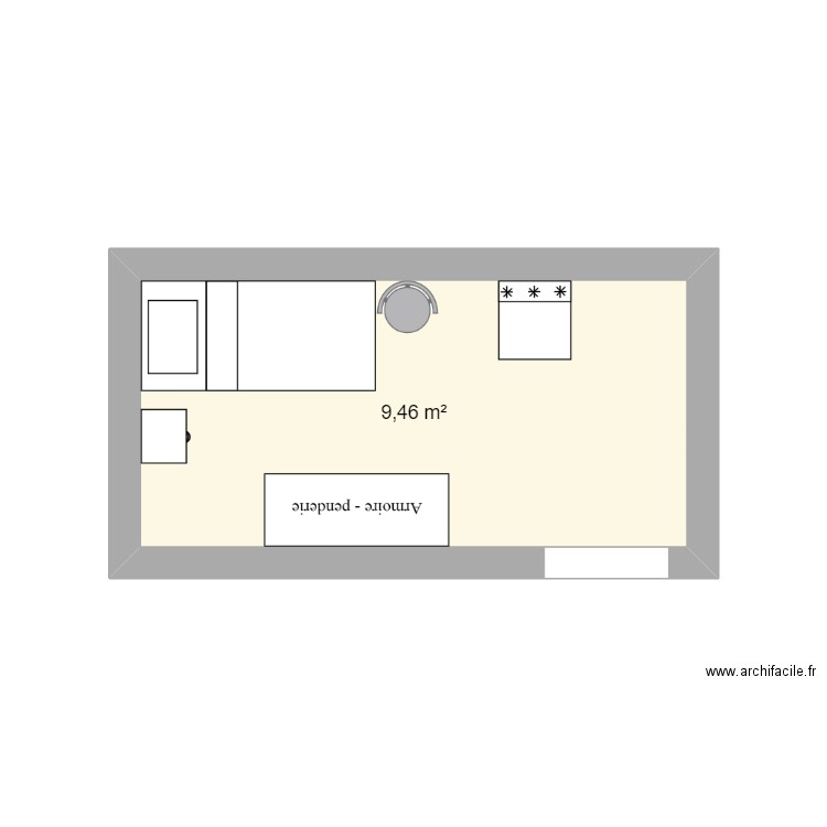 VARNIER. Plan de 1 pièce et 9 m2