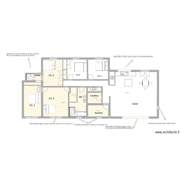 Bouilladisse projet Rénovation Urbanisme. Plan de 8 pièces et 101 m2