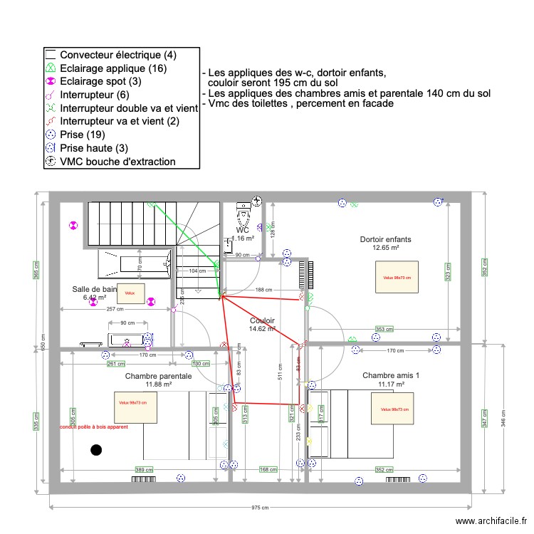 CHALET FAVA 1er étage. Plan de 0 pièce et 0 m2