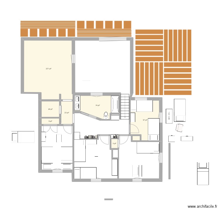 Boischâtel 2019 2e ancien. Plan de 8 pièces et 43 m2