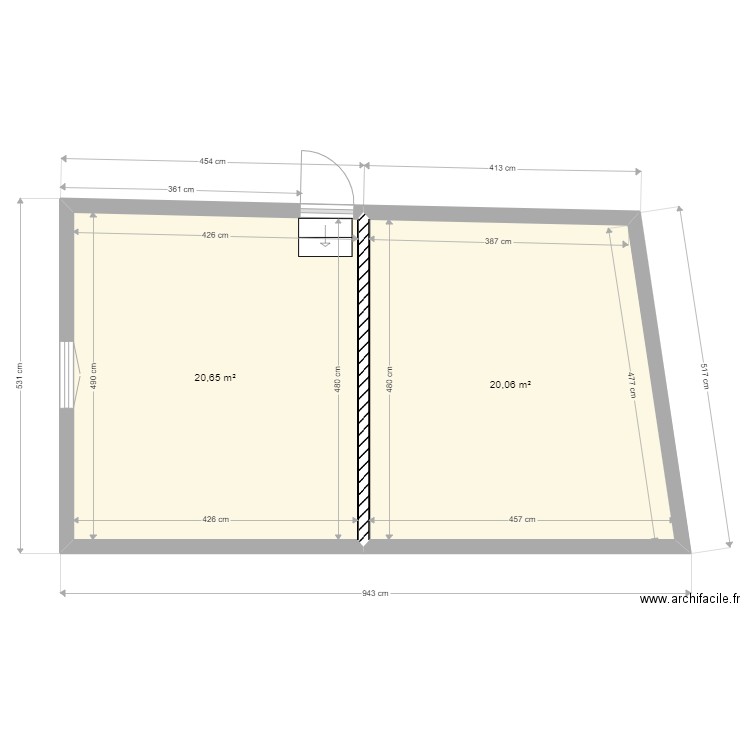 Projet Larrat  Mably A1. Plan de 2 pièces et 41 m2