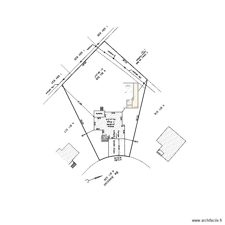 cabanon V4. Plan de 3 pièces et 35 m2