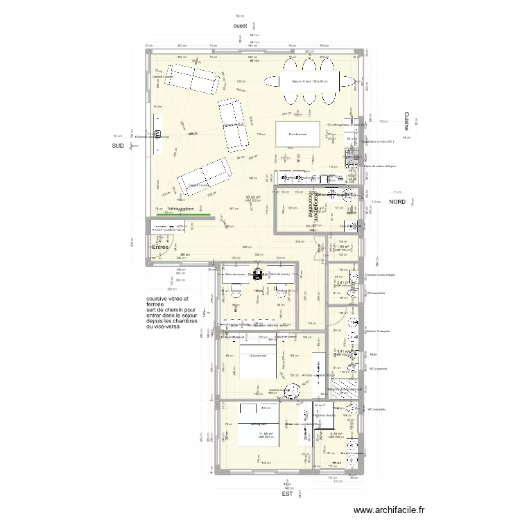 Plan L 135 m2 . Plan de Plan L 135 m2 . Plan de