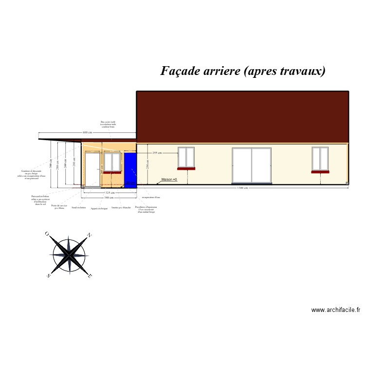 Plan de Façade apres travaux 2. Plan de 4 pièces et 85 m2