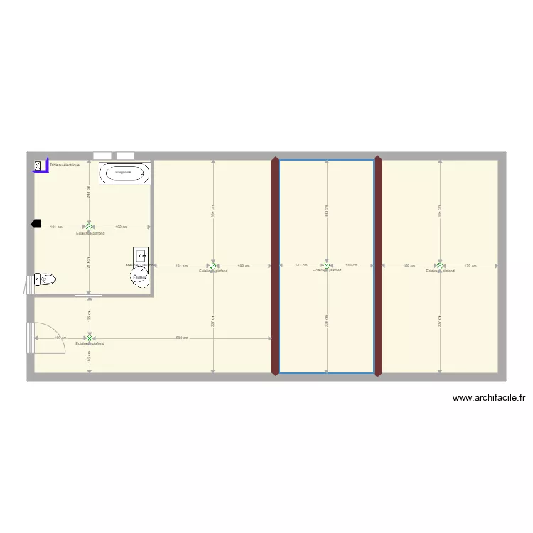 implatation point lumineux. Plan de 