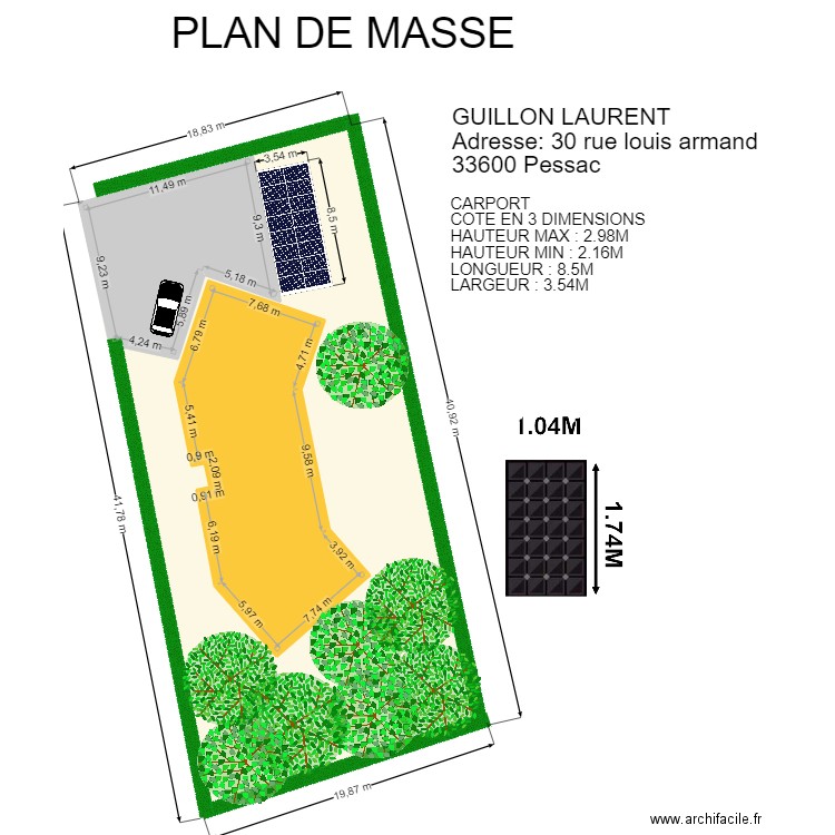 PLAN DE MASSE GUILLON LAURENT. Plan de 2 pièces et 271 m2