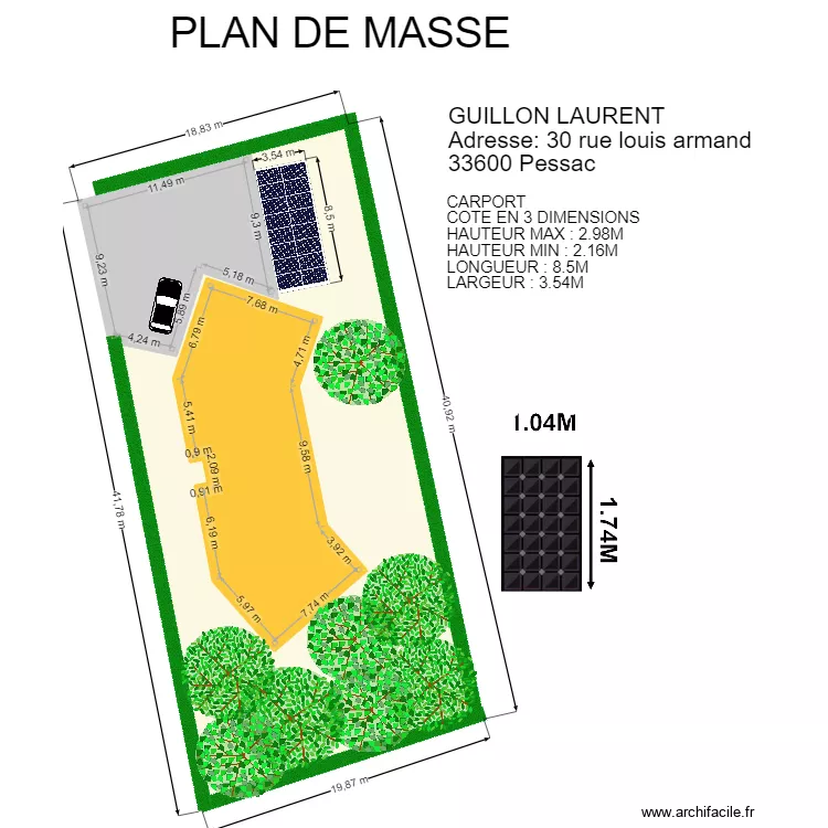 PLAN DE MASSE GUILLON LAURENT. Plan de 