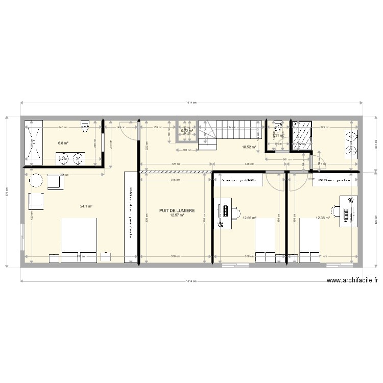 thibault valentine elne plan étage avec escalier un quart tournant. Plan de 0 pièce et 0 m2