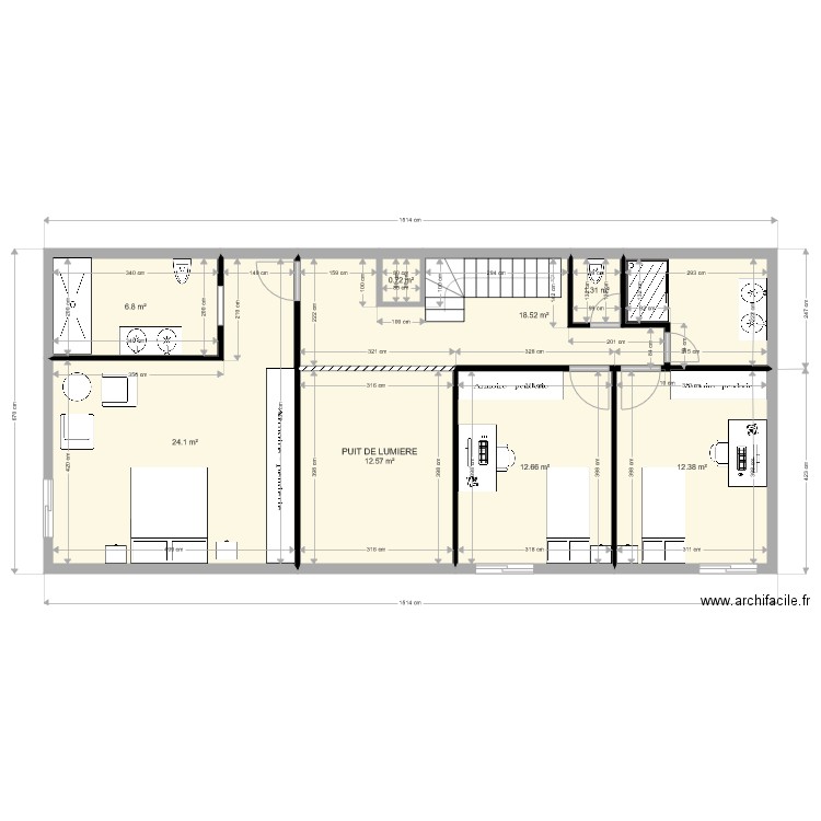 thibault valentine elne plan étage avec escalier un quart tournant. Plan de 0 pièce et 0 m2