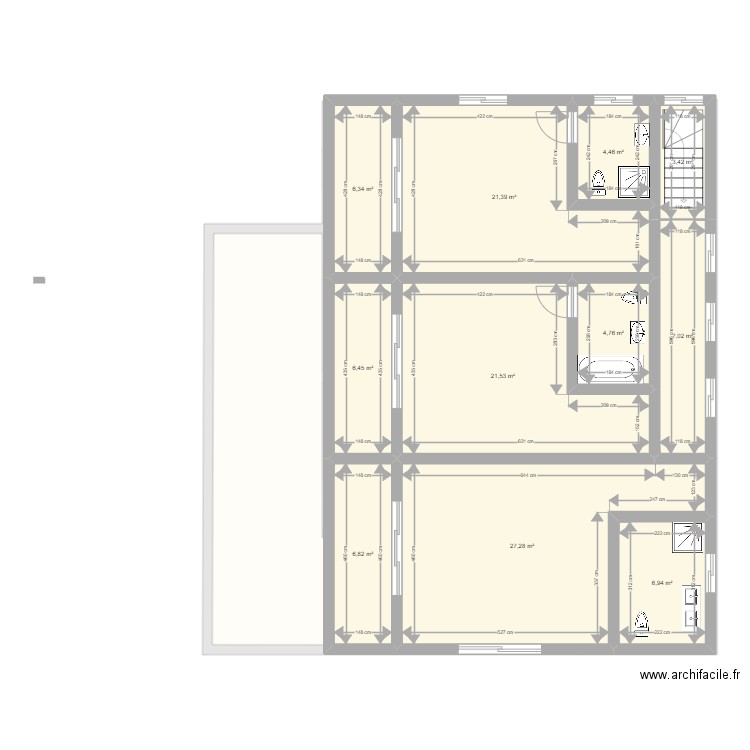 vaux 1 etage. Plan de 14 pièces et 269 m2