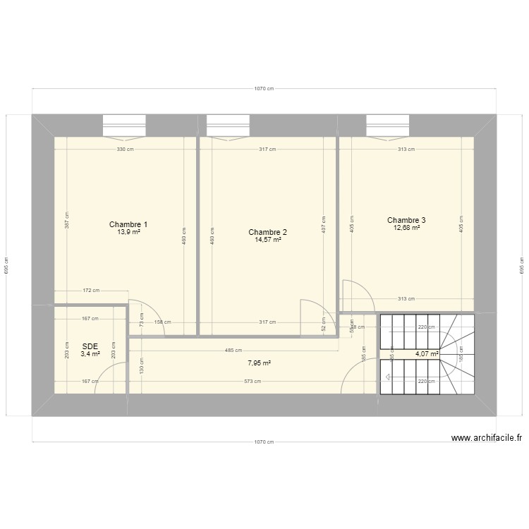 Verrieres étage. Plan de 0 pièce et 0 m2