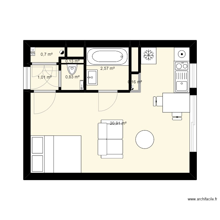 MONTROUGE 2. Plan de 9 pièces et 27 m2