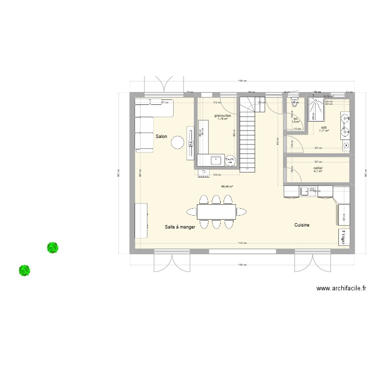 leubot. Plan de 14 pièces et 181 m2