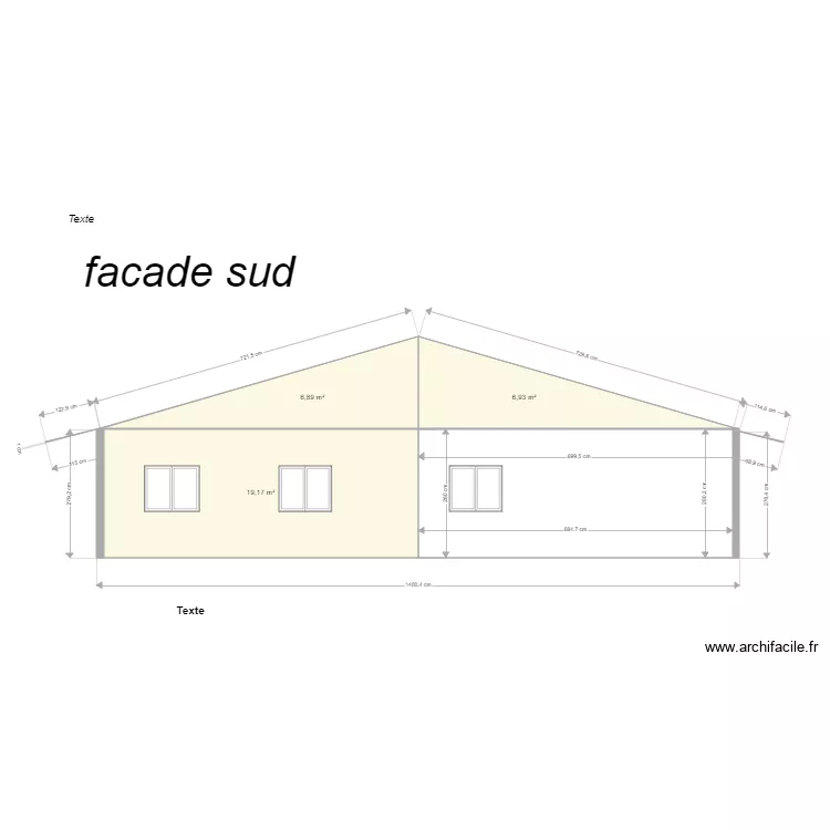 facade sud. Plan de facade sud. Plan de